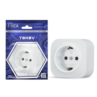 Розетка 1-м ОП Frea 16А IP20 250В с заземл. АБС-пластик бел. TOKOV ELECTRIC TKE-FR-R1Z-C01 Розетка 1-м ОП Frea 16А IP20 250В с заземл. АБС-пластик бел. TOKOV ELECTRIC TKE-FR-R1Z-C01