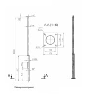 Опора ОП1ф-3.0-108/76/т60-(К170-130-4х14)-по 9005 муар Пересвет В00007134 Опора ОП1ф-3.0-108/76/т60-(К170-130-4х14)-по 9005 муар Пересвет В00007134