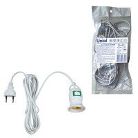 Патрон DLC-P-T50B/E27 2M WHITE подвесной с выключателем и штепсельной вилкой 200см цоколь Е27 бел. Uniel UL-00007434 Патрон DLC-P-T50B/E27 2M WHITE подвесной с выключателем и штепсельной вилкой 200см цоколь Е27 бел. Uniel UL-00007434