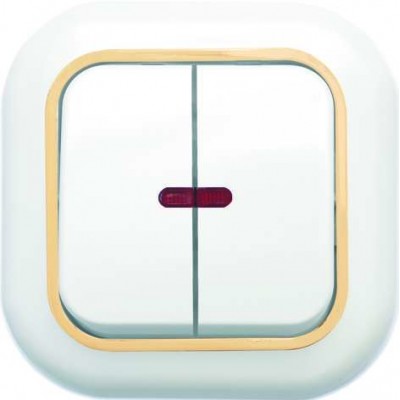 Выключатель 2-кл. СП Валентина 10А IP20 С56-175 с индикацией бел./зол. Кунцево 7650