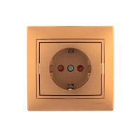 Розетка 1-м СП Mira 16А IP20 с заземл. защ. шторки со вставкой керамика зол. метал. LEZARD 701-1313-124 Розетка 1-м СП Mira 16А IP20 с заземл. защ. шторки со вставкой керамика зол. метал. LEZARD 701-1313-124