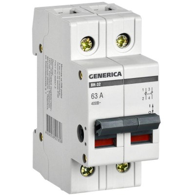 Выключатель нагрузки (мини-рубильник) 2п 63А ВН-32 GENERICA MNV15-2-063 Выключатель нагрузки (мини-рубильник) 2п 63А ВН-32 GENERICA MNV15-2-063