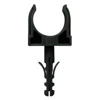 Держатель для труб (клипса) d32мм с дюбелем черн. (в малой упак.) (уп.10шт) Промрукав PR13.0306