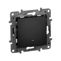 Выключатель 1-кл. СП Etika 10А IP20 250В 10AX с подсветкой/индикацией авт. зажимы механизм антрацит IEK 672603