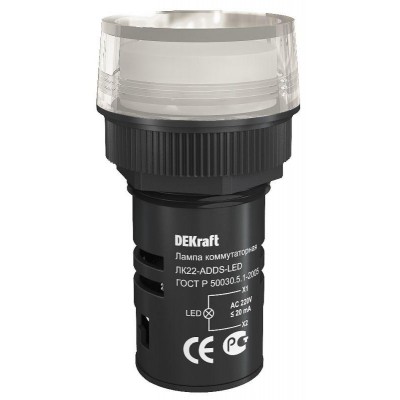 Лампа коммутационная ADDS ЛК-22 d22мм 220В бел. LED DEKraft 25001DEK Лампа коммутационная ADDS ЛК-22 d22мм 220В бел. LED DEKraft 25001DEK