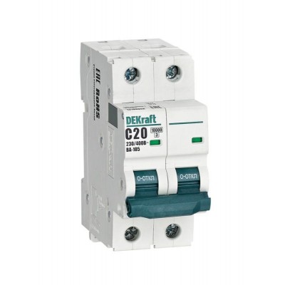 Выключатель автоматический модульный 2п C 20А 10кА ВА-105 DEKraft 13166DEK Выключатель автоматический модульный 2п C 20А 10кА ВА-105 DEKraft 13166DEK