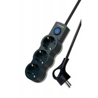 Удлинитель 3х5м с заземл. 10А IP20 2200Вт 220В защ. шторки ПВС 3х1 с выкл. черн. КОСМОС YKsm5m-3g-Z-V10A-B