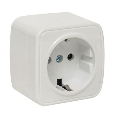 Розетка 1-м ОП Минск 16А IP20 с заземл. бел. Basic EKF EGR16-028-10 Розетка 1-м ОП Минск 16А IP20 с заземл. бел. Basic EKF EGR16-028-10