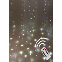 Гирлянда светодиодная "Дождь" 3х3м 300LED с крючками для крепления тепл. бел. 8 режимов мигания питание от USB 5В пульт ДУ КОСМОС KOC_CUR-U103