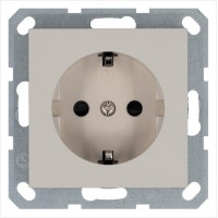 Розетка 1-м Shuko 16А IP20 с заземл. защ. шторки механизм тауп Jasmart G5501T