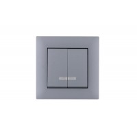 Выключатель 2-клав. с подсветкой Karea RIZZ STAR сер. Makel 88065023
