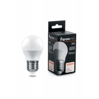 Лампа светодиодная LED 9вт Е27 белый матовый шар Feron.PRO
