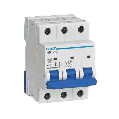 Выключатель автоматический модульный 3п C 25А 10кА NB1-63H (R) CHINT 179871 Выключатель автоматический модульный 3п C 25А 10кА NB1-63H (R) CHINT 179871