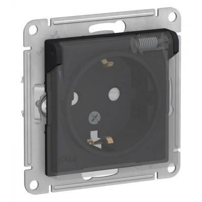Розетка 1-м СП AtlasDesign Aqua 16А IP44 с заземл. защ. шторки с прозр. крышкой механизм карбон SE ATN441046 Розетка 1-м СП AtlasDesign Aqua 16А IP44 с заземл. защ. шторки с прозр. крышкой механизм карбон SE ATN441046