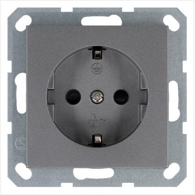 Розетка 1-м Shuko 16А IP20 с заземл. защ. шторки механизм алюм. Jasmart G5501S Розетка 1-м Shuko 16А IP20 с заземл. защ. шторки механизм алюм. Jasmart G5501S