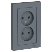 Розетка 2-м СП AtlasDesign 16А IP20 без заземл. в сборе грифель SE ATN000720 Розетка 2-м СП AtlasDesign 16А IP20 без заземл. в сборе грифель SE ATN000720