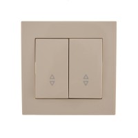 Переключатель проходной 2-кл. СП Rain IP20 в сборе с рамкой крем. LEZARD 703-0303-106