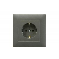 Розетка 1-м Karea RIZZ STAR с заземл. дым. металлик Makel 88050028