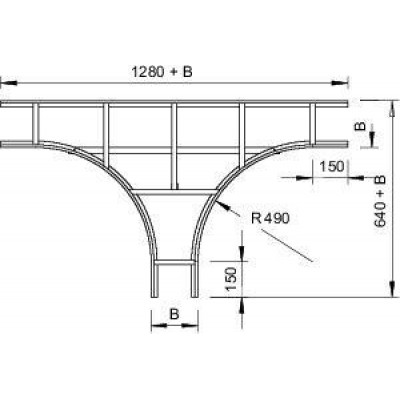 Ответвитель T-образный горизонт. для лестн. лотка осн. 600х110 LT 116 FS OBO 6219276
