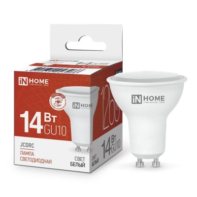 Лампа светодиодная LED-JCDRC-VC 14Вт 230В GU10 4000К 1260лм IN HOME 4690612047966 Лампа светодиодная LED-JCDRC-VC 14Вт 230В GU10 4000К 1260лм IN HOME 4690612047966