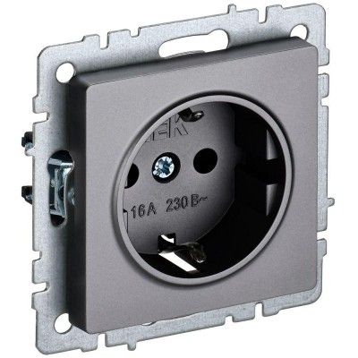 Розетка 1-м СП BRITE РС11-1-0-БрС 16А с заземл. без защ. шторки механизм сталь IEK BR-R11-16-K46 Розетка 1-м СП BRITE РС11-1-0-БрС 16А с заземл. без защ. шторки механизм сталь IEK BR-R11-16-K46