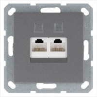 Розетка компьютерная 2-м RJ45 IP20 кат. 5E механизм алюм. Jasmart G6106S