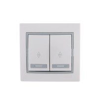 Переключатель проходной 2-кл. СП Mira 10А с сер. вставкой бел. LEZARD 701-0215-106 Переключатель проходной 2-кл. СП Mira 10А с сер. вставкой бел. LEZARD 701-0215-106