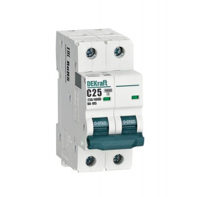 Выключатель автоматический модульный 2п C 25А 10кА ВА-105 DEKraft 13167DEK Выключатель автоматический модульный 2п C 25А 10кА ВА-105 DEKraft 13167DEK