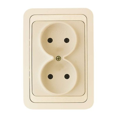 Розетка 2-м СП Mimoza 16А IP20 без заземл. крем./крем. Makel 25017 Розетка 2-м СП Mimoza 16А IP20 без заземл. крем./крем. Makel 25017
