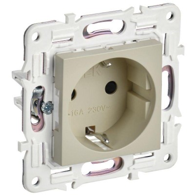 Розетка SKANDY 16А с заземл. защ. шторки безвинт. крепл. SK-R06B беж. IEK SK-R14-16-1-K10