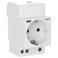Розетка на DIN-рейку 45мм с заземл. защ. шторки 16А ARMAT IEK AR-SOD-G-GND-S-016