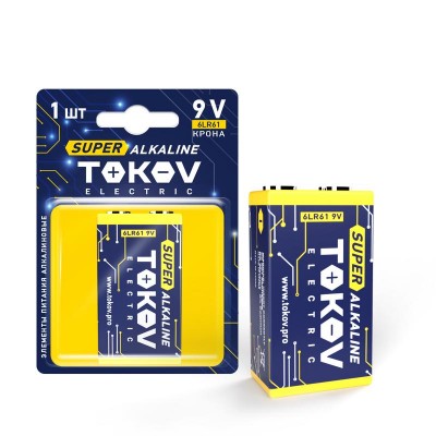 Элемент питания алкалиновый "крона" 6LR61 (блист.1шт) TOKOV ELECTRIC TKE-ALS-6LR61/B1 Элемент питания алкалиновый "крона" 6LR61 (блист.1шт) TOKOV ELECTRIC TKE-ALS-6LR61/B1