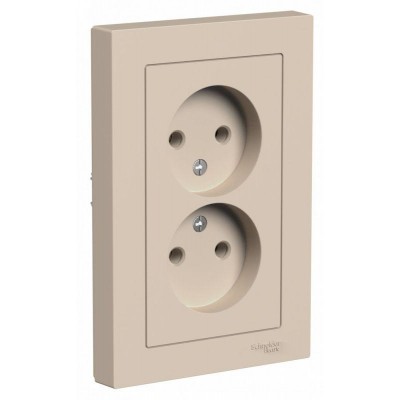 Розетка 2-м. AtlasDesign 16А без заземл. в сборе песочн. SE ATN001220 Розетка 2-м. AtlasDesign 16А без заземл. в сборе песочн. SE ATN001220