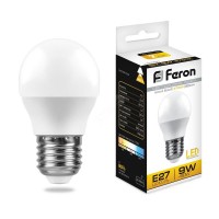 Лампа светодиодная LED 9вт Е27 теплый матовый шар