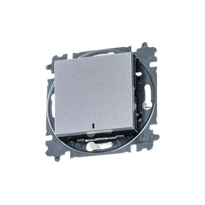 Переключатель 1-кл. СП Levit IP20 с подсветкой ориентацион. серебр./дым. черн. ABB 2CHH590646A6070