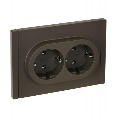 Розетка 2-м СП FORTE&PIANO FP324 16А с заземл. без защ. шторок безвинт. крепл. сер. IEK FP-R21-16-1-K03