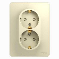 Розетка 2-м СП Glossa 16А IP20 с заземл. защ. шторки в сборе беж. SE GSL000226 Розетка 2-м СП Glossa 16А IP20 с заземл. защ. шторки в сборе беж. SE GSL000226