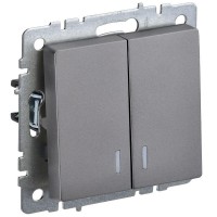 Выключатель 2-кл. СП BRITE ВС10-2-1-БрС 10А с индик. механизм сталь IEK BR-V20-1-10-K46 Выключатель 2-кл. СП BRITE ВС10-2-1-БрС 10А с индик. механизм сталь IEK BR-V20-1-10-K46