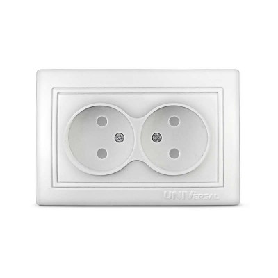 Розетка 2-м СП Севиль 16А IP22 без заземл. защ. шторки бел. UNIVersal С0048 Розетка 2-м СП Севиль 16А IP22 без заземл. защ. шторки бел. UNIVersal С0048