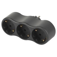 Разветвитель электрический SPx-3e-B на 3 розетки с заземл. 16А черн. Эра Б0059723 Разветвитель электрический SPx-3e-B на 3 розетки с заземл. 16А черн. Эра Б0059723