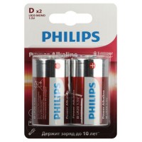 Элемент питания алкалиновый D/LR20 1.5В Power (блист. 2шт) Philips Б0062732