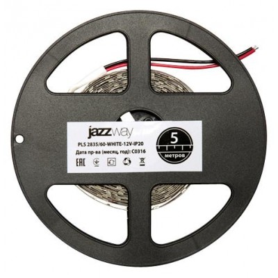 Лента светодиодная PLS 2835/120-12V 12Вт/м 6500К холод. бел. IP20 (уп.5м) JazzWay 2859051 Лента светодиодная PLS 2835/120-12V 12Вт/м 6500К холод. бел. IP20 (уп.5м) JazzWay 2859051