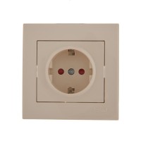 Розетка 1-м СП Rain с заземл. защ. шторки с заземл. керамика крем. LEZARD 703-0303-124