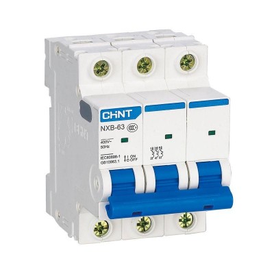 Выключатель автоматический модульный 3п C 25А 4.5кА NXB-63S (R) CHINT 296829 Выключатель автоматический модульный 3п C 25А 4.5кА NXB-63S (R) CHINT 296829