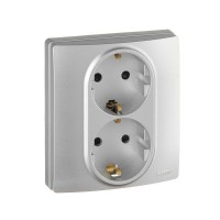 Розетка 2-м СП Etika 16А IP31 250В 2х2P+E с заземл. защ. шторки немецк. стандарт безвинт. клеммы алюм. IEK 672433 Розетка 2-м СП Etika 16А IP31 250В 2х2P+E с заземл. защ. шторки немецк. стандарт безвинт. клеммы алюм. IEK 672433