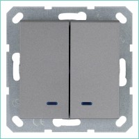 Выключатель 2-кл. 10А IP20 с подсветкой механизм алюм. Jasmart G3023NS