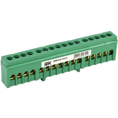 Шина PE "земля" в корп. изол. на DIN-рейку ШНИ-6х9-16-К-З IEK YNN10-69-16KD-K06