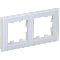 Рамка 2-м BRITE РУ-2-2-БрБ стекло бел. IEK BR-M22-G-K01