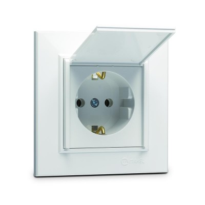 Розетка с/з и крышкой (Керамика) СП Karea 16А IP20 бел. Makel 56001009 Розетка с/з и крышкой (Керамика) СП Karea 16А IP20 бел. Makel 56001009