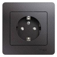 Розетка 1-м СП Glossa 16А IP20 250В с заземл. защ. шторки в сборе графит SE GSL001344 Розетка 1-м СП Glossa 16А IP20 250В с заземл. защ. шторки в сборе графит SE GSL001344